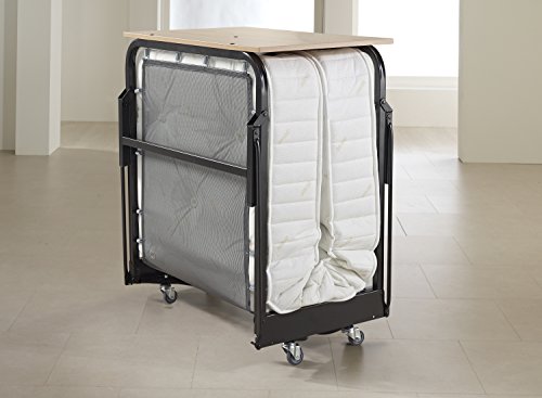 Jay-Be Hospitality Folding Bed with Deep Spring Mattress and Headboard, Regular, Black/White