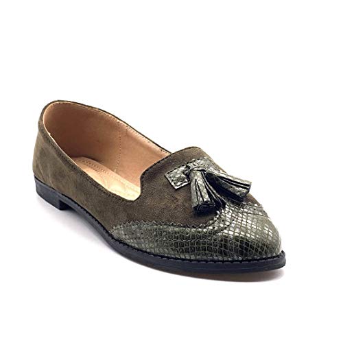 41te3NvQMqL Angkorly - Zapatillas Moda Mocasines Flexible BCBG Planos Mujer Pompom Efecto Piel de Serpiente pitón Tacón Ancho 1.5 CM Angkorly - Zapatillas Moda Mocasines Flexible BCBG Planos Mujer Pompom Efecto Piel de Serpiente pitón Tacón Ancho 1.5 CM - Imagen 4