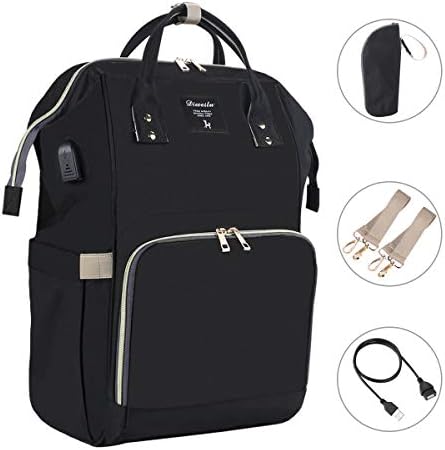 Baby Nappy Changing Backpack, Large Capacity Diaper Tote Bag Multi-Function Waterproof Travel Backpack Organizer with Stroller Straps for Mom Dad Work or Outing (Black1)