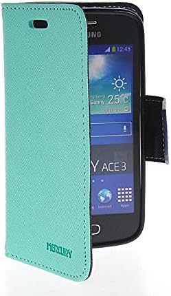 MOONCASE Flip Leather Wallet Card Shell Pouch Stand Case Cover for Samsung Galaxy Ace 3 S7272 S7270 S7275 Azure