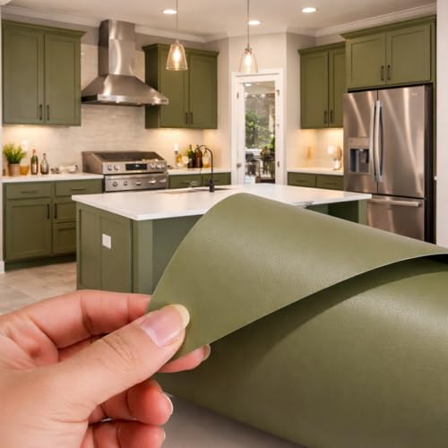 Papael de Parede Revestimento Adesivo Vinilico Autocolante Texturizado Para Envelopamento Móveis 3m x 45cm (Verde Oliva)