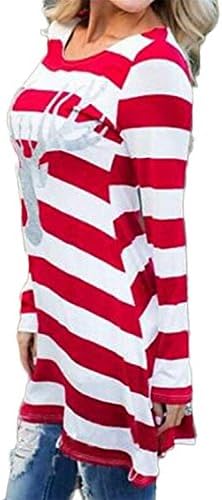 YUZHONGYWAN Chic Women Dress Harajuku Long Sleeve Christmas Print Casual Reindeer Plus Size Style Onex-Large
