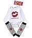 3 PC Newborn Infant Baby Boy Girl Daddy's Red Lips Dot Headband Romper Outfits