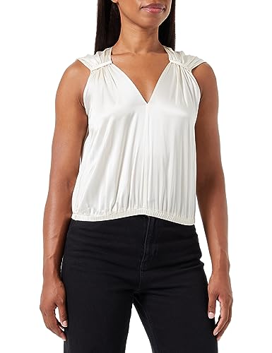 Pinko Fiscal Top Satin Stretch Chaleco de Moda, O62_Pergamino Past, 48 para Mujer