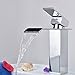 BWE Bathroom Faucet Chrome Modern Waterfall Single Hole Bathroom Sink Faucet Parts Spout Bath Lavatory Vanity and Supply Hose Single Handle Square