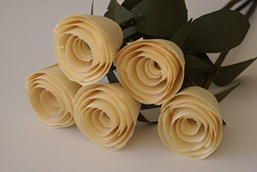 5 Wood roses on branch for Birthday or 5th Anniversary gift, Romantic gift for her, Handmade,