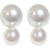 Square Pearl Dangle Earring Pearl Stud Earrings Faux Pearls Drop Earring for Women Graceful Gifts