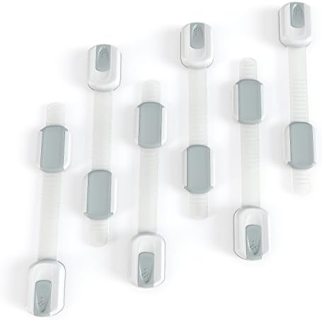 #1 Rated Adjustable Child Safety Cabinet Locks - Easiest Installation - Ultra Durable - Safe Home For Your Baby - 3M Adhesive - No Tools or Drilling - 6 Pack