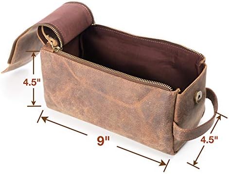 Leather Toiletry Bag for Men - Stylish, Practical and Thicker Than Other Bags - This Handmade Vintage Unisex Dopp Kit is Sturdy and Water Resistant - Store All Your Travel Toiletries in Style 5 Leather Toiletry Bag for Men - Stylish, Practical and Thicker Than Other Bags - This Handmade Vintage Unisex Dopp Kit is Sturdy and Water Resistant - Store All Your Travel Toiletries in Style