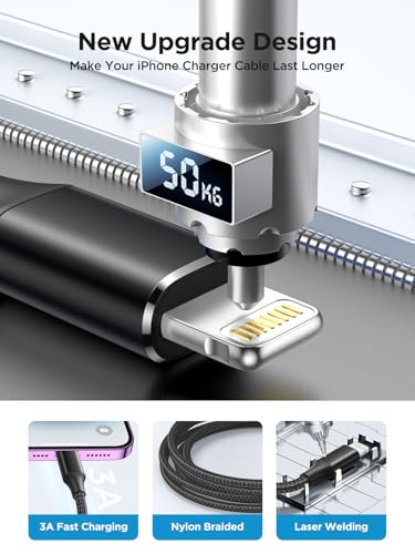 Aioneus iPhone Charger Cable 3M, [Apple MFi Certified] Long iPhone Charger Lightning Cable Nylon Braided iPhone Cable USB A to Lightning Cord Fast Charging for iPhone 14 13 12 11 Pro Max Mini 8, iPad