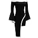 Bodycon4U Women's Sexy Asymmetric Hem Flare Bell Sleeve Bodycon Club Party Mini Dress
