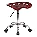 Flash Furniture Taylor Vibrant Wine Red Tractor Seat and Chrome Stool