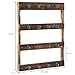 Wall Mounted 12 Hook Torched Wood Coffee Mug Cup Holder Display Rack