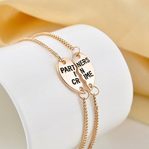 Gift for everyone Infinity Charm Chic Partners in Crime Letters Best Friends BFF Bracelet Chain Gold