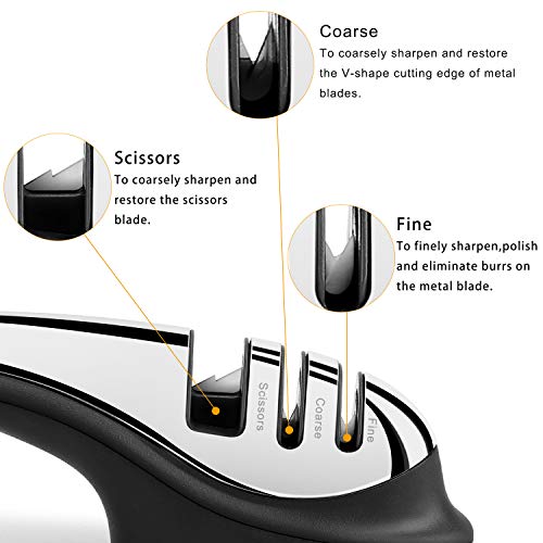 Knife Sharpener Vestaware 3-Stage Kitchen Knife Sharpener Helps Repair, Restore and Polish Blades and Scissors,Work Sharp Knife Sharpener to Restore Non-Serrated Knife Blades and Scissors Quickly