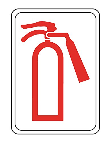Hillman 848739 Fire Extinguisher Symbol Visual Impact Self Adhesive Sign, White and Red Acrylic Plastic, 5x7 Inches 1-Sign