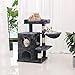 BEWISHOME Cat Tree Condo with Sisal Scratching Posts, Plush Perch, Dual Houses and Basket, Cat Tower Furniture Kitty Activity Center Kitten Play House, Smoky Grey MMJ06Hthumb 1