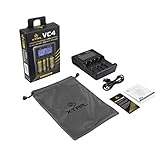 XTAR Xtar-VC4-Charger-T  VC4 Li-ion/Ni-MH Battery Charger Premium USB LCD Display Charger Compatibale with Li-ion Battery and Ni-MH battery