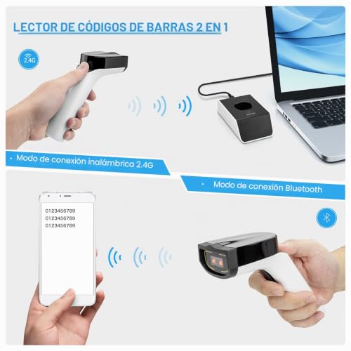 NETUM Wireless 1D Bluetooth Auto CCD Barcode Scanner with Support and Built-in Memory, Works with Mac OS, Windows, iOS, Android, Transfers up to 50M-DS5000