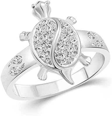 Vidhi Jewels Rhodium and Silver Plated Tortoise with Diamond Alloy & Brass Finger Ring for Men [VFR290R]