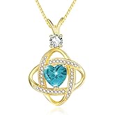 HeartMelody Infinity Necklaces for Women Gold 14K 18K White Gold Plated Dainty Heart Birthstone Pendant, Everyday Necklace Jewelry Anniversary Christmas Birthday Gifts for Wife Mom