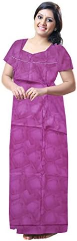 Javuli Women's Dual Zip Cotton Feeding Nighty (Purple, XXL)