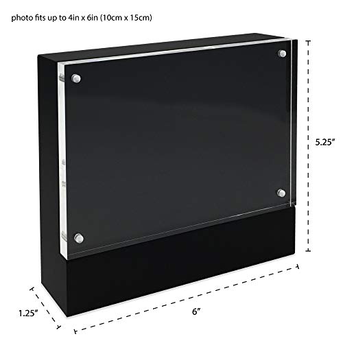 Isaac Jacobs 4” x 6” Black Wood Block Acrylic Picture Frame, (4x6Black