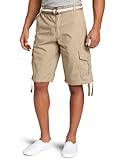 Southpole Men's Belted Ripstop Basic Cargo Short with Washing and 13.5 Inch Length All Season, Deep Khaki,44