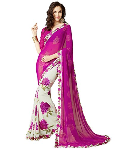 Ustaad Women's Georgette Printed Bollywood Party Wear Indian Saree