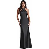 lphirkut Halter Satin Bridesmaid Dresses for Women Mermaid Formal Dresses Bow Tie Wedding Guest Dress Floor Length