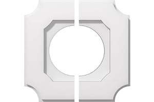 Ekena Millwork CMP10LE2-05000 Locke Architectural Grade PVC Contemporary, Two Piece Urethane Ceiling Medallions 10"OD x 5"ID x 6"C x 1"P