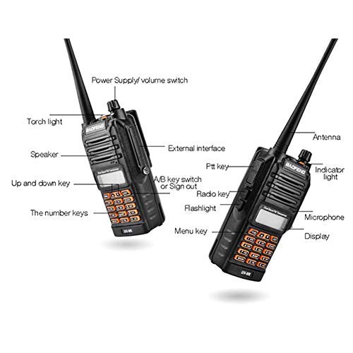 Heitaisi Original Earpieces UV-9R Plus Walkie Talkie 8W Power IP67 Waterproof CB Radio VHF UHF Dual Band Handheld Two Way Radio 10 km Range FM Portable Digital Transceiver - Thumbnail 3