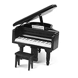 MagiDeal 1/12 Dollhouse Miniature Wooden Piano with Stool Black