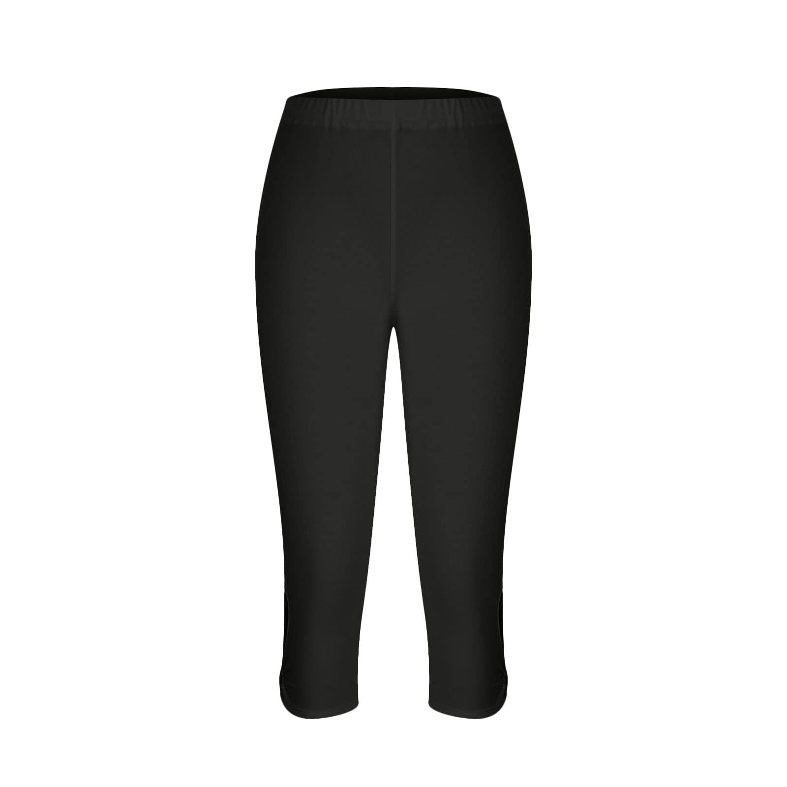 Capri Leggings for Women Tummy Control Cropped Workout Pants Casual Knee Length Yoga Pants Summer Comfy Soft Capris, 01- Black, XX-Large