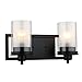 Designers Impressions Juno Matte Black 2 Light Wall Sconce/Bathroom Fixture with Clear and Frosted Glass: 73483 primary