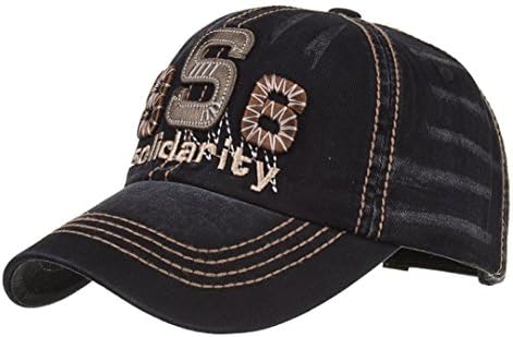 HIRIRI Unisex Men Women Embroidered Letter Snapback Adjustable Baseball Cap Hip Hop Hat (Black)