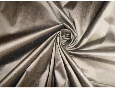 100% Pure Silk Dupioni Fabric Dull Gold X Black Color 54" Without SLUBS* by The Yard
