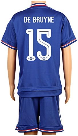 Blue #15 De Bruyne UCL Home Kids Youth Soccer Jersey (2015/16)