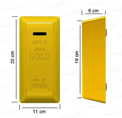 SABLUE Novelty Gold Bar Bullion Shaped Money Box Coin Bank Saving Pot Door Stop Paperweight Golden (C0-Coin Bank L)