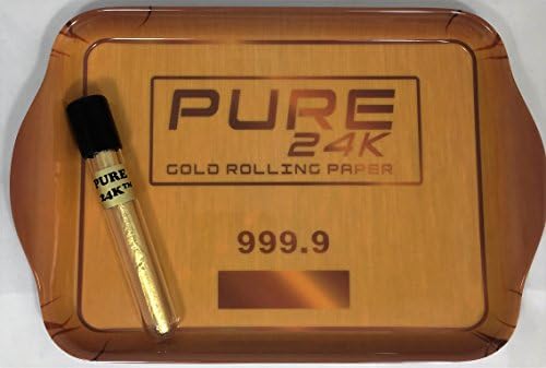 Bundle - 2 Items: Pure 24kTM Gold Rolling Papers 1 King Size Cone, 1 Rolling Tray