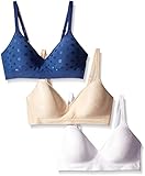 Barely There Women's Custom Flex Fit Seamless Wirefree Bra, Soft Taupe/White/Blue, Large (Pack of 3)