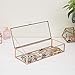 MyGift Rose Gold Metal & Glass Mirrored Jewelry Display Box with Hinged Top Lid