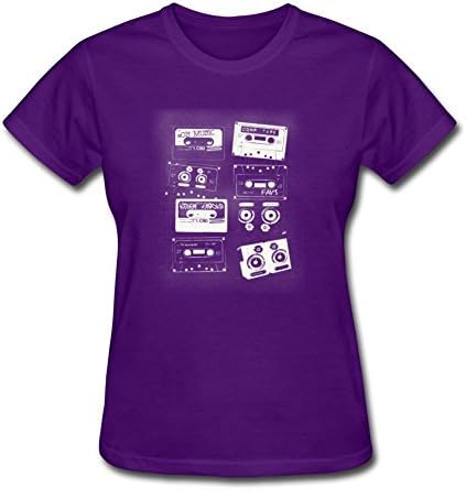 Daisyosbor Women Old Tape Cassettes Music Painting Creative Funny Purple T-shirt In Xxx-large
