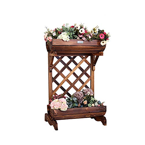 CJSWT Pflanzkasten Pflanzkübel aus Holz, Blumenkasten mit Rankgitter, Blumen-Topf Perfekt für Garten, Terrasse & Balkon