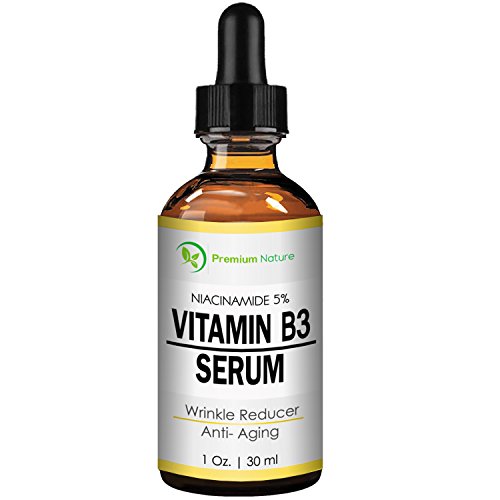 Vitamin B3 Facial Serum, Niacinamide 5%, 1oz cream - Pore Tightener, Wrinkle Reducer, & Collagen Booster for Anti-Aging, By Premium Nature
