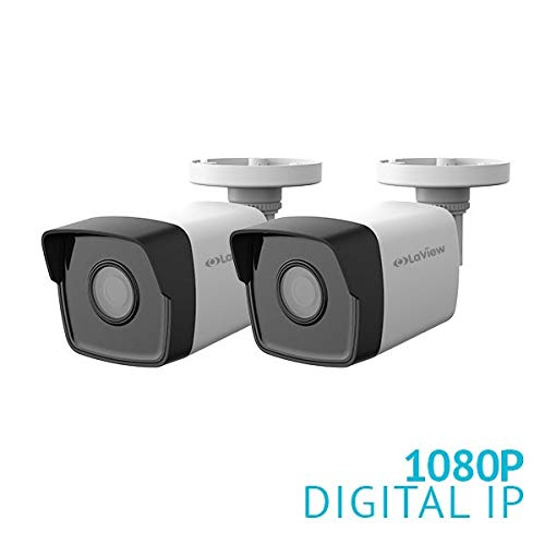 LaView 2 Pack HD 1080P 2MP PoE IP 4mm Indoor/Outdoor Weatherproof Camera / Night Vision 100ftCables Included