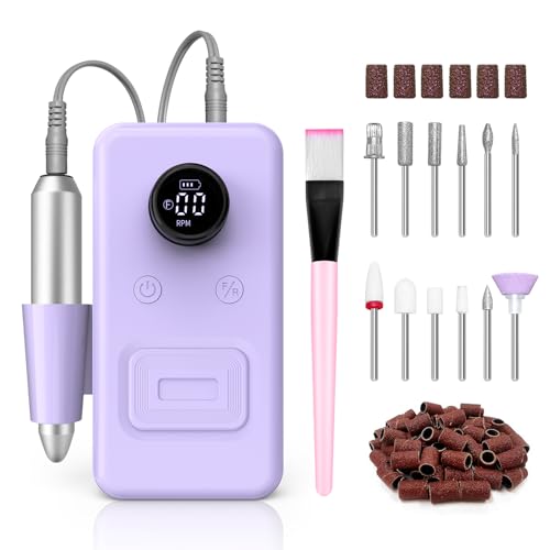 COPPA Professional Nail Lathe, NDK106 Electric Nail File with 12 Bits 31 Bands, 45000 RPM Adjustable Speed Nail Drill Kit for Polishing and Removal of Acrylic Nails, Salon & Home