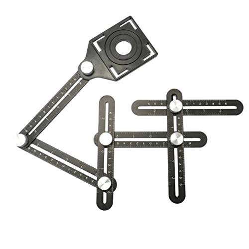 dezirZJjx Universal Angle Template Measuring Tool Ruler,Multifunctional Aluminum Alloy Six-Folding Ruler Hole Puncher Locator Mason Tool for Masonry Builders Handymen Carpenters Black - Thumbnail 6