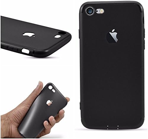 Ultra Slim Soft Silicon Logo Cut Back Cover For Apple iPhone 7 (Black)