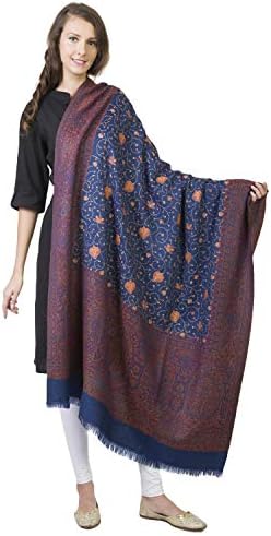 La Vastraa Single Thread Embroidery Pure Wool Shawl for Women